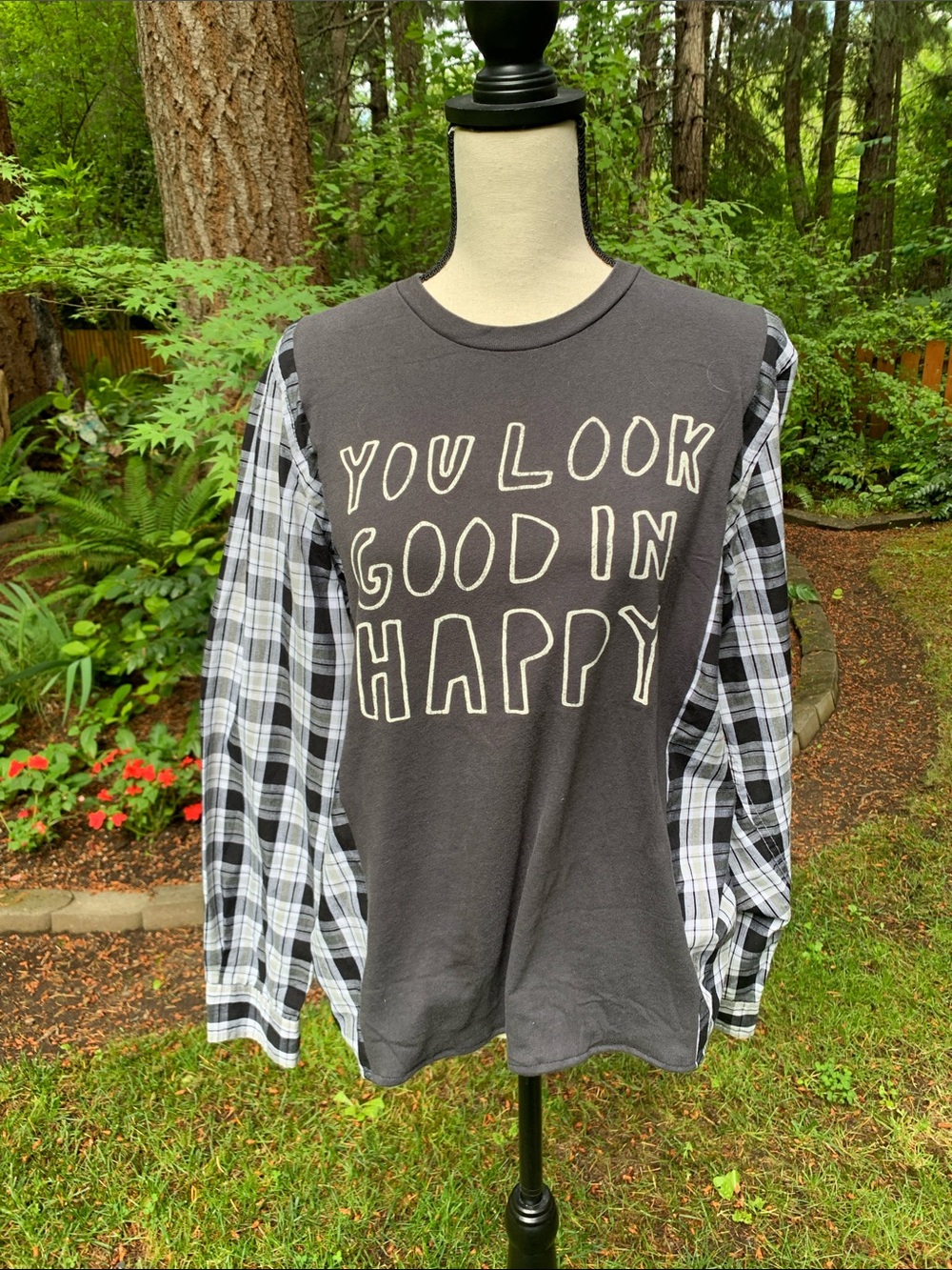 Upcycled  Women’s Graphic One of a Kind Creation.